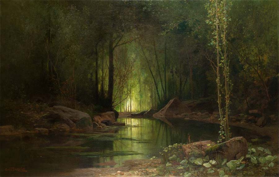 La nuit verte ruisseau sous-bois, HST,1,26 m x 1,88 m, 1880. Musée des Beaux-Arts de Carcassonne inv n° 893.1.345  © photo . Musée des Beaux-Arts de Carcassonne